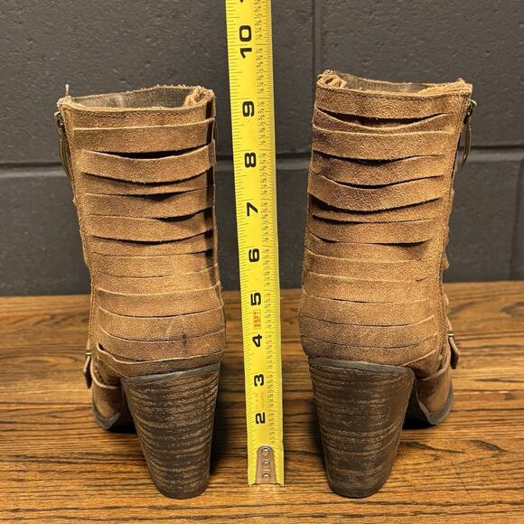 Naughty Monkey Fa So La Brown Stacked Leather Ankle Western Boots Women’s 9 - Picture 4 of 8